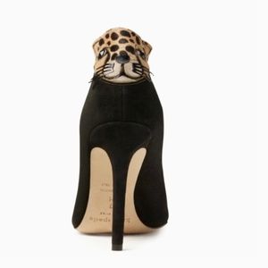Kate Spade Leopard Backed Black Suede Pumps
